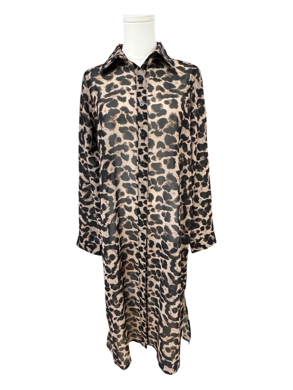 NWOT Live 4 Truth Sheer Leopard Print Duster Shirt Dress | Size M